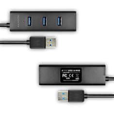AXAGON Hue-s2b 4-vratni USB 3.2 Gen 1 polnilni hub, 30 cm kabel, dodatni napajalnik micro USB