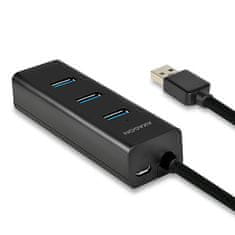 AXAGON Hue-s2b 4-vratni USB 3.2 Gen 1 polnilni hub, 30 cm kabel, dodatni napajalnik micro USB