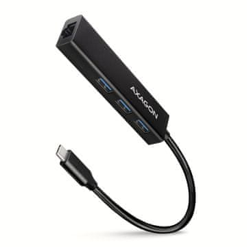 AXAGON Hmc-gl3a večvratni USB-razdelilnik 4-v-1, 5 Gbps, 3x USB-A + GLAN, 20 cm USB-C kabel
