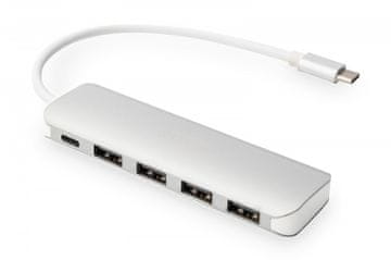 Digitus 4-vratni USB 3.0 SuperSpeed hub z napajanjem Type-C, aluminij