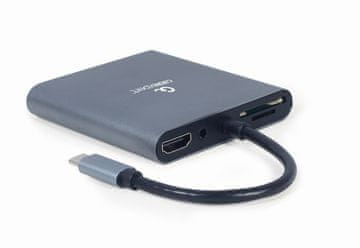 Gembird USB-C hub adapter z HDMI, USB-C PD, VGA in USB 3.0 avdio kartico