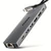 Axagon HMC-7HX2 USB hub 7v1, 5Gbps, 2x USB-A, 1x USB-C, 2x HDMI 4K/60Hz, GLAN, PD 100W