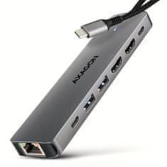 AXAGON Axagon HMC-7HX2 USB hub 7v1, 5Gbps, 2x USB-A, 1x USB-C, 2x HDMI 4K/60Hz, GLAN, PD 100W