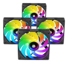 Tac Mars Gaming MFSI4KIT, komplet 4 ventilatorjev 12 cm, modra/zelena/rdeča LED