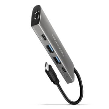 AXAGON Hmc-5g21 5-v-1 USB večvratni hub, 10 Gbps, 2x USB-A + 2x USB-C + HDMI 4K/30 Hz, 60 W PD, 13 cm USB-C kabel