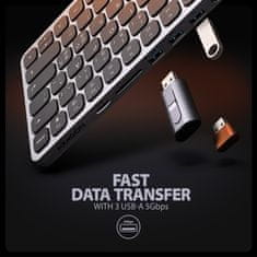 AXAGON HMC-KB-NRD USB-C 5Gbps tipkovnica z 9-v-1 večvratnim hubom, SD/microSD, 3x USB-A, HDMI 4K/60Hz, PD 100W, avdio, nordijska razporeditev, 60 cm USB-C kabel