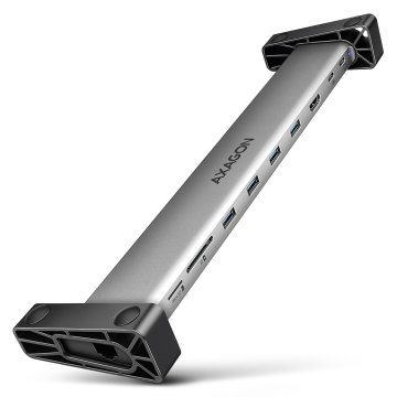 AXAGON Hmc-10hls 9-v-1 USB večvratni hub, 5 Gbps, 4x USB-A, HDMI 4K/60 Hz, LAN, SD/microSD, 100 W PD, 25 cm USB-C kabel