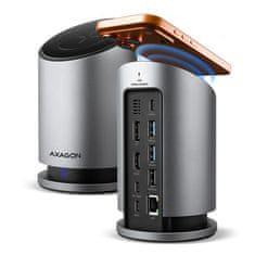 AXAGON HMC-WL9 9-v-1 USB večvratni hub, 10 Gbps, 3x USB-A, 1x USB-C, DP 8K/60 Hz, HDMI 4K/60 Hz, PD 100 W, LAN, 100 cm USB-C kabel, 15 W brezžično polnjenje