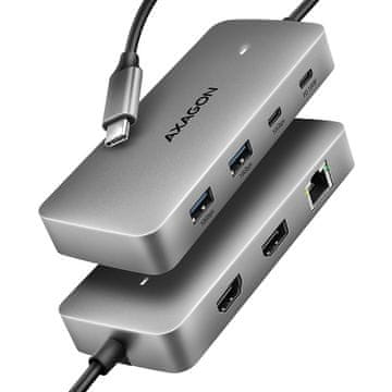 AXAGON AXAGON HMC-CUB83X2 večportni USB hub 7v1, 10Gbps, HDMI 4K/144Hz, DP 8K/30Hz, LAN, PD 100W