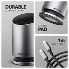 AXAGON HMC-WL9 9-v-1 USB večvratni hub, 10 Gbps, 3x USB-A, 1x USB-C, DP 8K/60 Hz, HDMI 4K/60 Hz, PD 100 W, LAN, 100 cm USB-C kabel, 15 W brezžično polnjenje