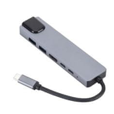 Gembird Gembird A-CM-COMBO5-06 USB Type-C 6-v-1 večportni adapter (AF in Type-C Hub + HDMI + PD+LAN)
