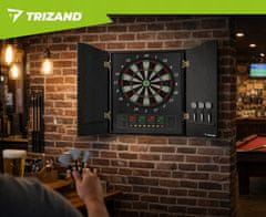 Kruzzel 27 iger LCD elektronski pikado 69cm v leseni omarici do 16 igralcev