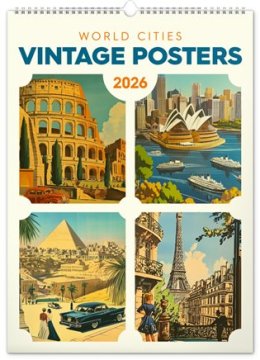 Stenski koledar Vintage plakati - Svetovna mesta 2026