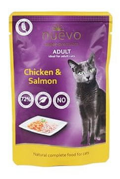 Nuevo mačji žepek Adult piščanec in losos 85g