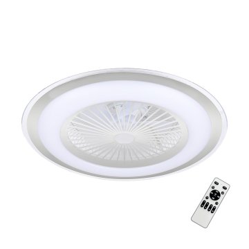 shumee Stropni ventilator okrogel Ø60cm srebrno/bel LED 48W z nastavljivo barvo in daljinskim upravljalnikom ZEPHYR Milagro