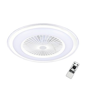 shumee Stropni ventilator okrogel Ø60cm bel LED 48W z nastavljivo barvo in daljinskim upravljalnikom ZEPHYR Milagro