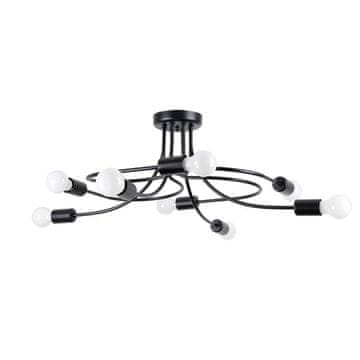 SOLLUX lighting Industrijska stropna svetilka z osmimi žarnicami, črna, LEVAR 8xE27 15W SL.1457 Sollux Lighting