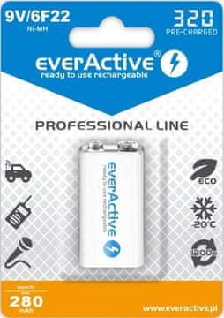shumee Baterija 6F22/9V everActive Professional Line 320 mAh, 1 kos