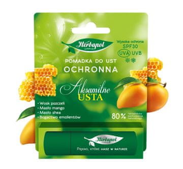 HERBAPOL HERBAPOL Velvet Lips zaščitni balzam za ustnice SPF30 - mango 4,9 g