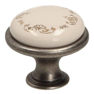 GAMET Gumb GP19, patiniran nikelj, porcelan MLK-3