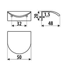GAMET Držalo UA127, anodna oliva, 32 mm