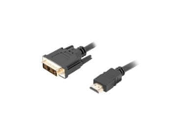 shumee Lanberg HDMI(M) - DVI-D(M)(18+1) adapterski kabel 1,8 m enojna povezava pozlačeni kontakti črne barve