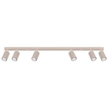 SOLLUX lighting Moderna stropna svetilka, taupe trak, 117 cm, premični rebrasti reflektorji, 6xGU10 10W, KARBON, Sollux Lighting