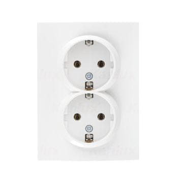 shumee Dvojna Schuko vtičnica, kompletna LOGI bela Kanlux 25095