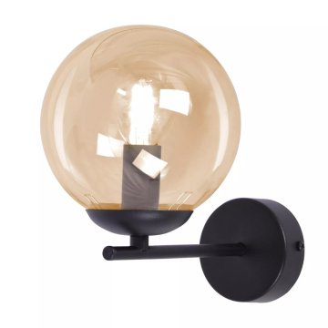 shumee Črna stenska svetilka, steklena krogla, 1xE14 10W, DELTA K-5306 Kaja