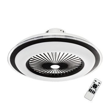 shumee Stropni ventilator okrogel Ø60cm črno/bel LED 48W z nastavljivo barvo in daljinskim upravljalnikom ZEPHYR Milagro