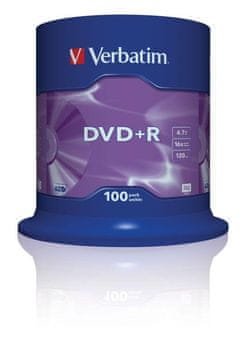 shumee DVD+R Verbatim 16x 4,7 GB mat srebrn (Cake 100)