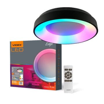 VIDEX Okrogla stropna svetilka črne barve z daljinskim upravljalnikom RGBW 72W 7500lm 2700K / 6000K 45 cm Videx