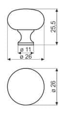 GAMET GP11 gumb, sijajni krom