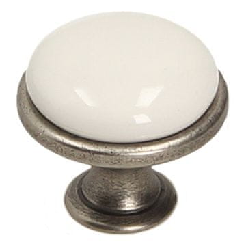 GAMET Gumb GP19, patiniran nikelj, porcelan WHT-0