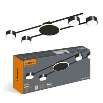 VIDEX Moderna črna stropna svetilka 70 cm 4xGX53 30W z 9W LED osvetlitvijo ozadja, topla barva Videx