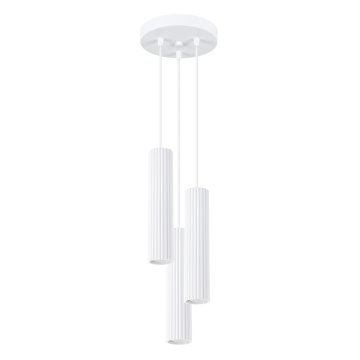 shumee Moderna bela okrogla viseča svetilka Ø20cm s tremi valovitimi cevmi za dnevno sobo ali kuhinjo nad otokom 3xGU10 10W KARBON Sollux Lighting