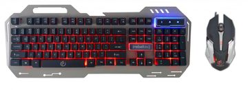 shumee Rebeltec INTERCEPTOR 2 igralna USB žična tipkovnica in miška komplet siva kovinska