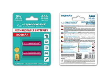 Esperanza Baterije Esperanza AAA 1000mAh 2 kosa rdeče barve