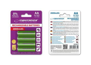 Esperanza Baterije Esperanza AA 2000mAh 4 kosi zelene barve