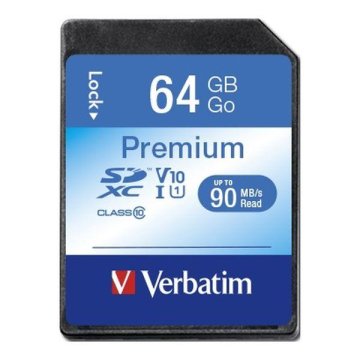 shumee Pomnilniška kartica Verbatim Premium U1 64 GB (90 MB/s) razreda 10 UHS-1 V10 SDXC