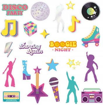PartyPal Začasne tetovaže Retro Disco 80-ih Zabava Rojstni dan Karneval Mix 23 kosov.