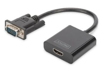 shumee DIGITUS VGA na HDMI 1080p FHD avdio 3,5 mm MiniJack adapter kabel