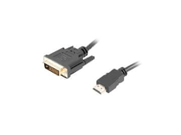 shumee Lanberg HDMI(M) - DVI-D(M)(24+1) adapterski kabel 3 m Dual Link pozlačeni kontakti 4K 30 Hz črne barve