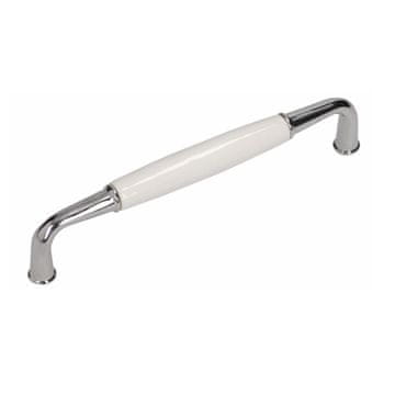 GAMET Ročaj UP16, sijajni krom, beli porcelan, 128 mm