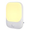 Nočna svetilka za vtičnico s senzorjem gibanja in mraka za spalnico, bela pravokotna, nastavitev svetlosti, topla barva LED 0,6 W PATI Eko-Light