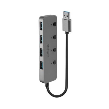 shumee LINDY 3-portni USB 3.0 hub, RJ-45 gigabitni Ethernet, črne barve