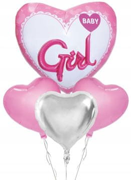 shumee Komplet folijskih balonov za zabavo za otroško zabavo - 4 kosi v roza barvi srca.