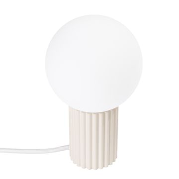 SOLLUX lighting Moderna namizna svetilka, bež utorjeno ohišje, bela steklena krogla, stikalo za predsobo, dnevno sobo, 1xG9 8W HALO Sollux Lighting
