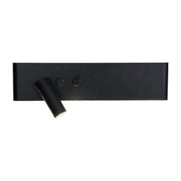 shumee Moderna stenska svetilka za branje, črna, leva, nevtralna barva, LED 10W+3W, premična konica, stikalo, RESORT Milagro