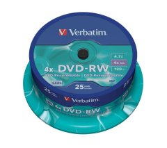 shumee DVD-RW Verbatim 4x 4,7 GB (Cake 25) MAT SREBREN